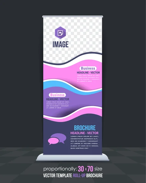 Tema de negocios Roll-Up Banner Design, Plantilla de vector de publicidad — Vector de stock