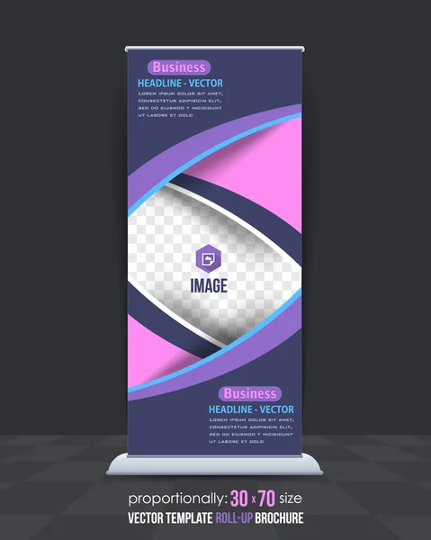 Tarka lapos stílusú üzleti koncepció Roll-Up Banner tervezés — Stock Vector