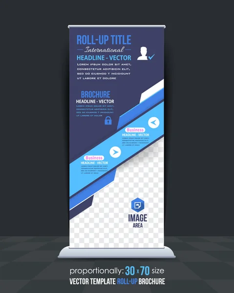 Tema de negocios Roll-Up Banner Design, Plantilla de vector de publicidad — Archivo Imágenes Vectoriales