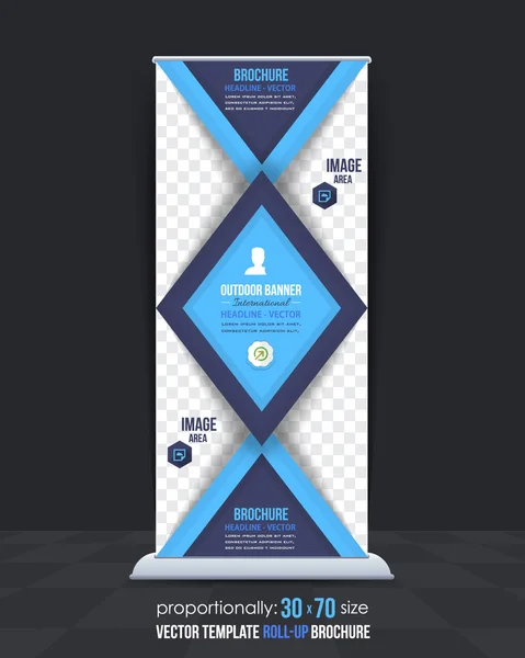 Tema de negocios Roll-Up Banner Design, Plantilla de vector de publicidad — Vector de stock