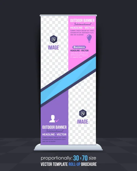 Veelkleurige platte Style Business Concept Roll-Up Banner ontwerp — Stockvector