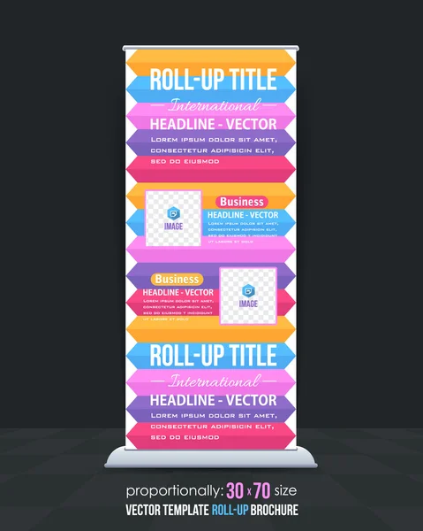 Colorful Elements Business Roll-Up Banner Template, Vertical Ad Design — Stock Vector