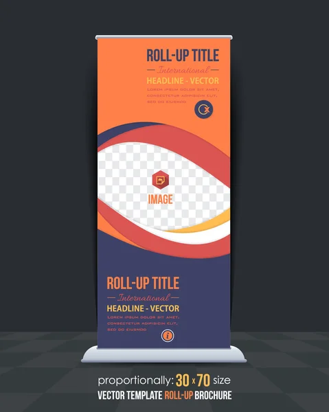 Flat Style Business Concept Roll-Up Banner Design — Stock Vector