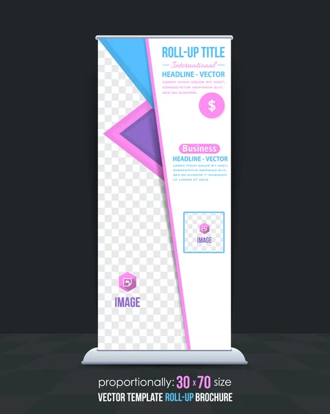 Desain Konsep Bisnis Gaya Rata Multiwarna Roll-Up Banner - Stok Vektor