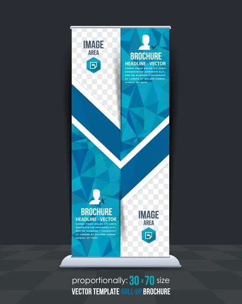 Niebieski kolory wielokątny roll-up banner, reklama Vector tło projekt — Wektor stockowy