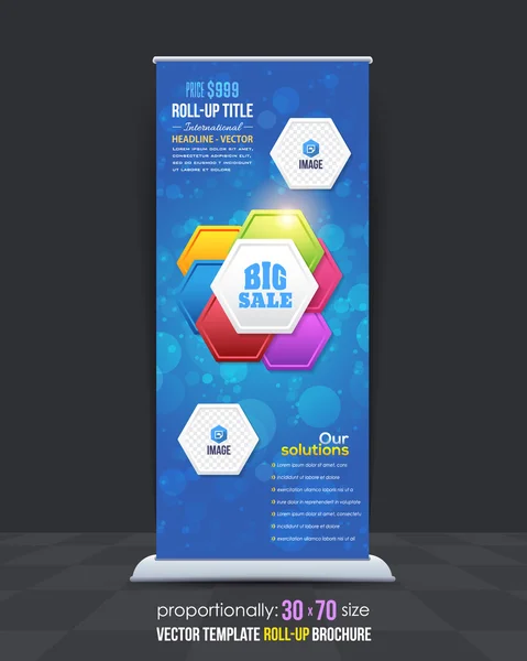 Business Theme Roll-Up Banner Design, Advertising Vector Template — Stock Vector