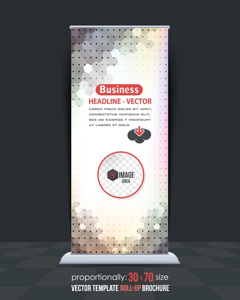 Lage poly pleinen elementen stijl Roll-up banner, reclame vector achtergrond ontwerp — Stockvector