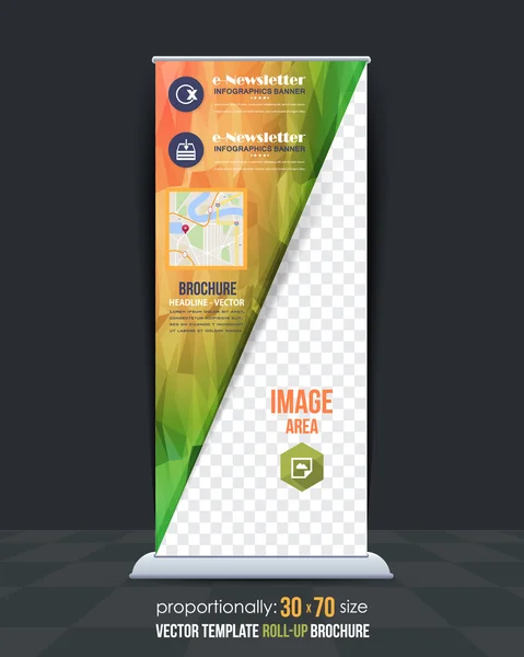 Baixo estilo Poly Roll-Up Banner, Publicidade. Vector fundo colorido — Vetor de Stock