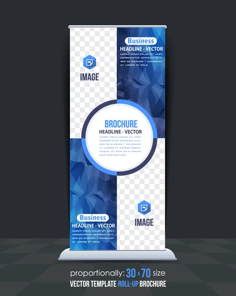 Blue Colors Polygonal Roll-Up Banner, Desain Latar Belakang Vektor Iklan - Stok Vektor