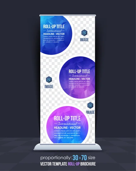 Conception de roll-up d'affaires multicolore à faible style poly, bannière publicitaire plate — Image vectorielle