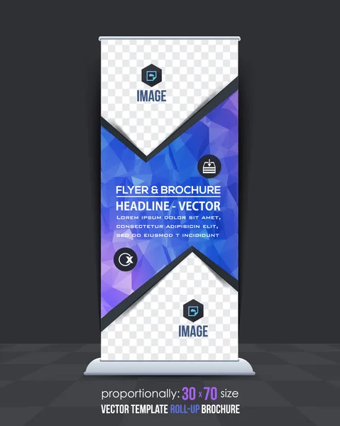 Buntes Roll-Up-Design im Low-Poly-Stil, vertikales Banner — Stockvektor