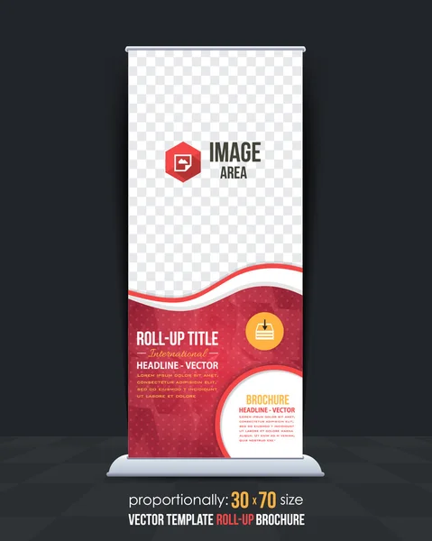 Piros színek geometriai sokszögű háttér Roll-Up Banner, Vector-reklámgrafika — Stock Vector