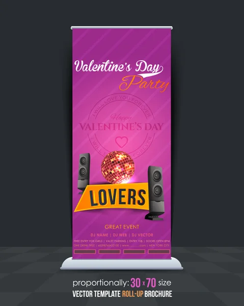 Sevgililer günü parti konsept Roll-up Banner tasarımı — Stok Vektör