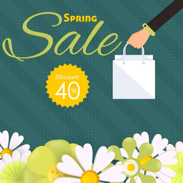 Diseño plano de banner web de venta de primavera — Archivo Imágenes Vectoriales