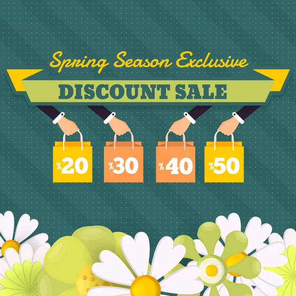 Flat Spring Venda Web Banner Design —  Vetores de Stock