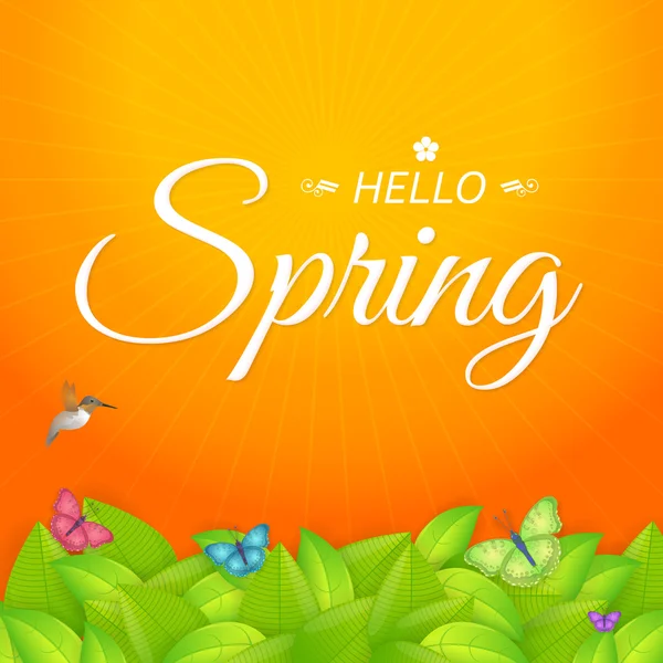 Hello Spring Ad, Greeting Card or Banner Vector Design — Stock Vector