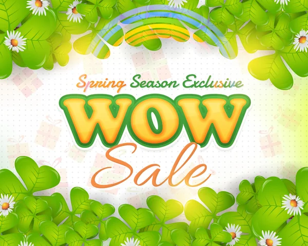 Glowing Effect Spring Season Exclusive Wow Sale Website Banner Vector Illustration — Stock Vector