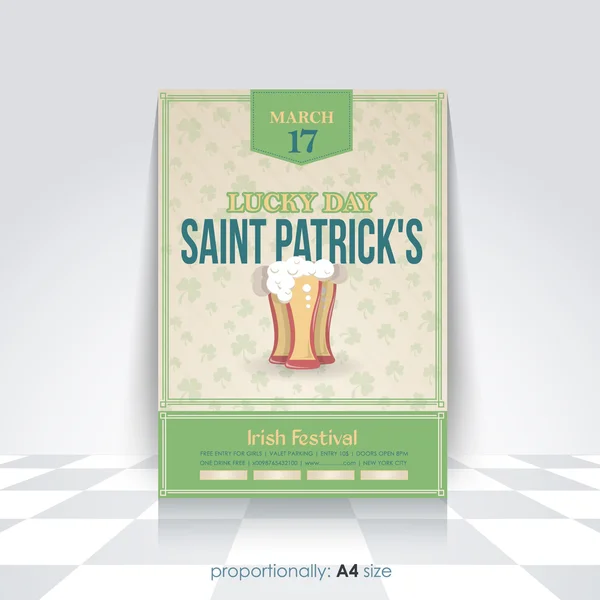 A4 Flyer, Happy Saint Patricks Day - Celebration Poster Template — Stock Vector