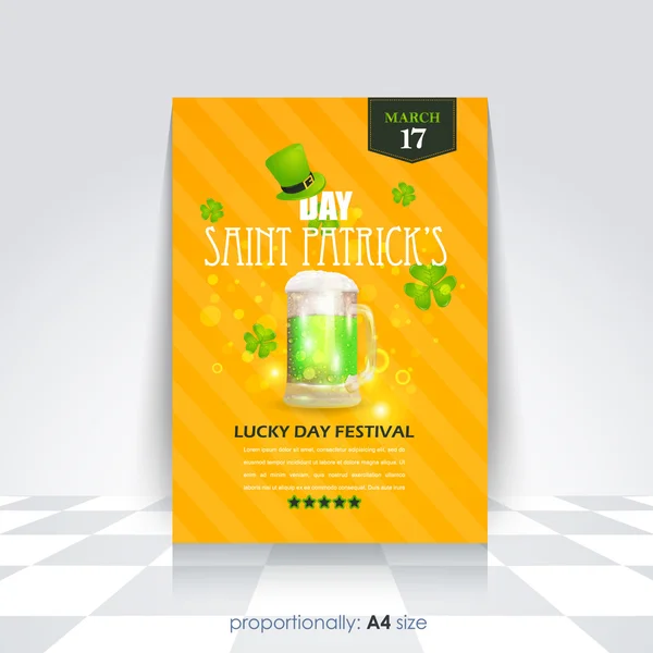 Happy Saint Patricks Day - Flyer, Poster Shine Background Template — Stock Vector