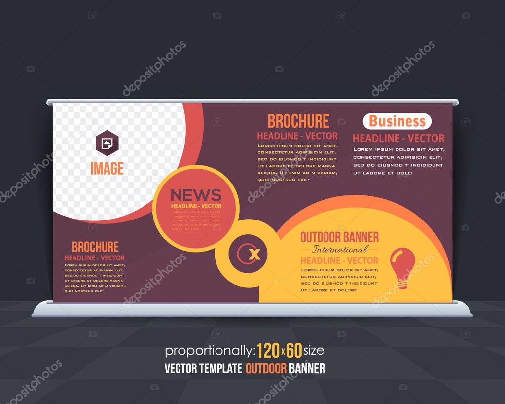 Business Theme Outdoor Banner Design, Advertising Vector Template In Outdoor Banner Template