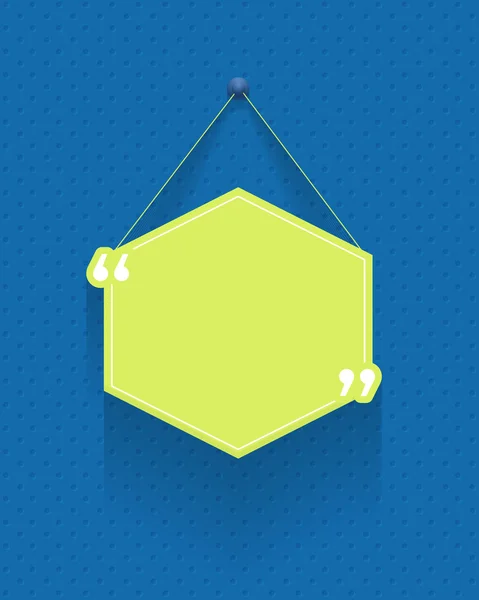 Conception de bannière de citations de cadre d'hexagone de vecteur, fond plat de style d'ombre longue — Image vectorielle