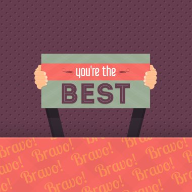 Retro Renk Tasarımı, Sen En İyi Yazı konum, Düz Stil Eller Hold Signboard