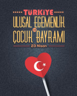 Retro Style Türkiye Cumhuriyeti Kutlama Kartı ve Tebrik Mesajı Afişi, Grunge Arka Plan, Rozetler - İngilizce 