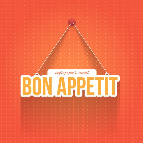 Flat and Hanging Style, Stylish Text "Bon Appetit and Enjoy your Meal" — Stock Vector