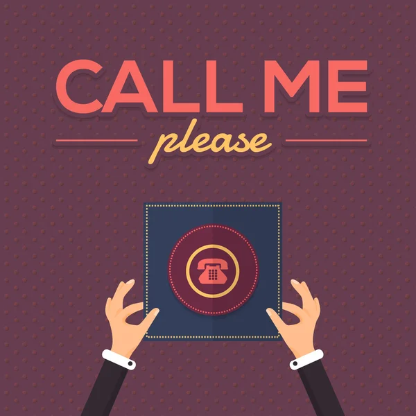 Call Me Please Lettering Card Flat Vector Design — Stock Vector