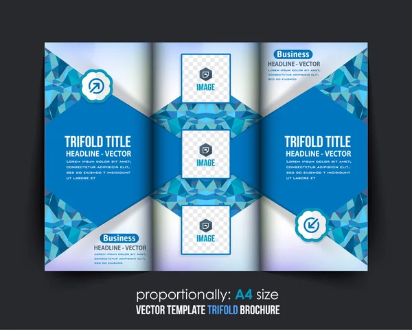 蓝色多边形几何元素风格商业三折宣传册模板。公司宣传单，封面设计 — 图库矢量图片