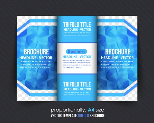 Blaue Farben polygonale geometrische Elemente Stil Geschäft dreifach Broschüre Vorlage. Imagebroschüre, Cover-Design — Stockvektor
