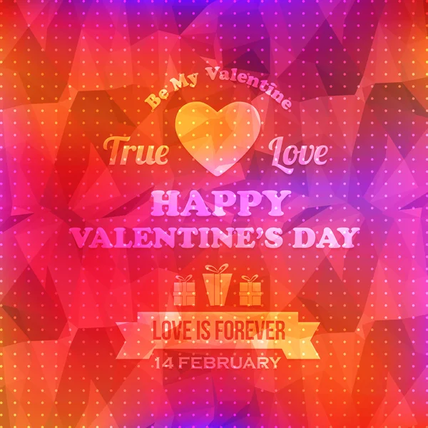 Low Poly Hintergrund und Valentinstag, wahre Liebesbotschaft Design — Stockvektor