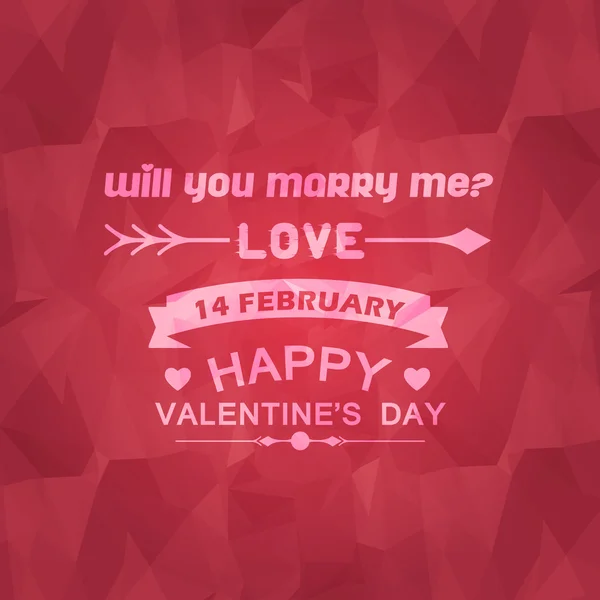 Colores rojos bajo fondo polivinílico y diseño de tarjetas de felicitación de San Valentín — Vector de stock