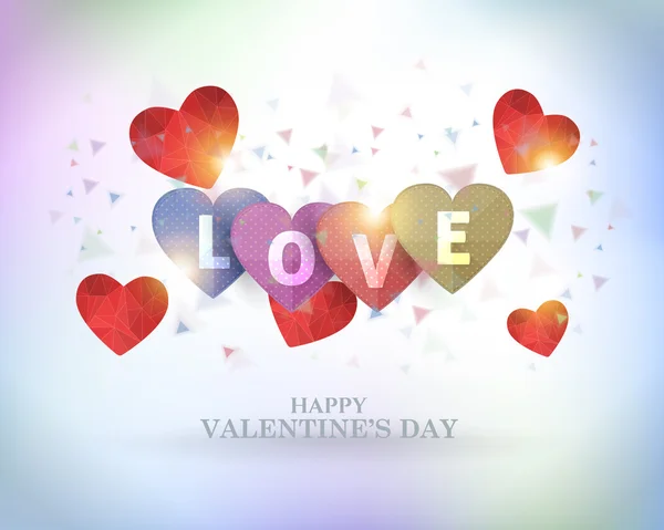 Happy Valentines Day. Lettering "LOVE" in Vector Design, Abstract Background — Stock Vector