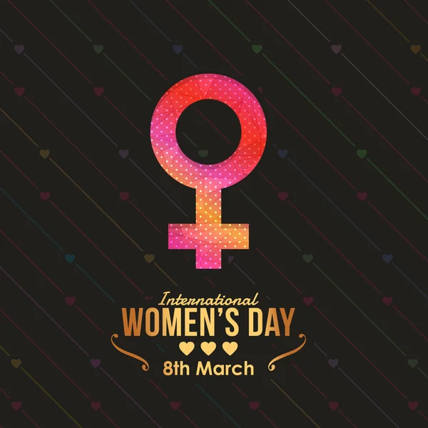 Simbol Perempuan dan Latar Belakang Gelap, Kartu Penyambutan Hari Wanita Internasional - Stok Vektor