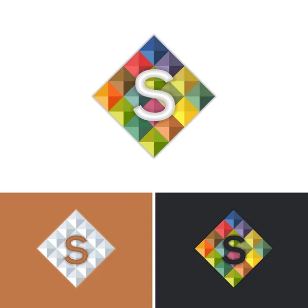 文字 S シンボル 三角形低ポリスタイル ベクトル グラフィック アイコン、ロゴ、サイン テンプレート — ストックベクタ
