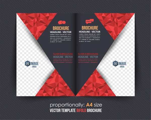 Geometric Elements Style Business Bi-Fold Brochure Design. Corporate Leaflet, Cover Template — Stock Vector