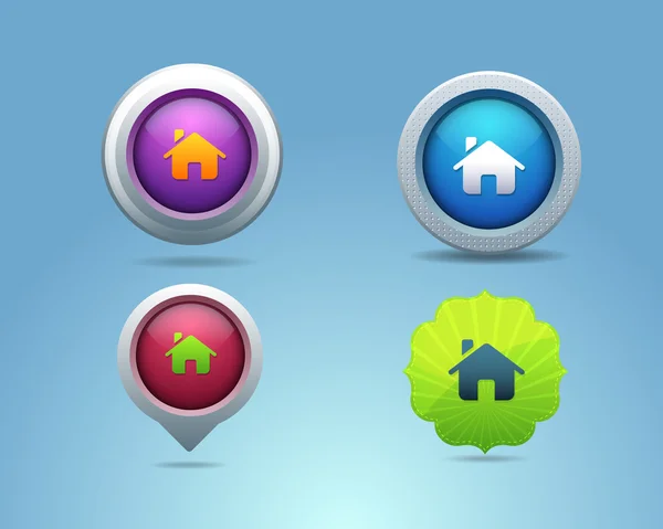 Home Icon/Button Set — Stock Vector