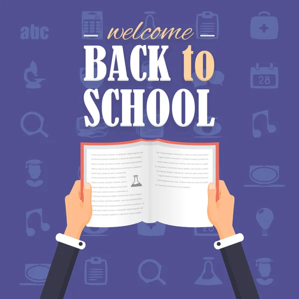Flat Style Welcome Back to School Background — Stock Vector