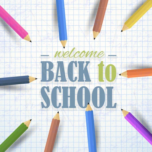 Welcome Back to School Concept Realistic Illustration Background, Vector Colorful Pencils Illustration — Stock Vector