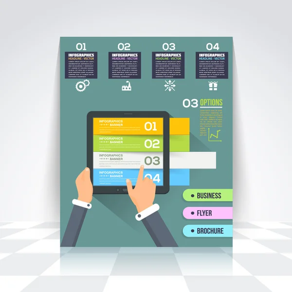 インフォ グラフィック テンプレートと web 要素 - 平らなビジネス、マーケティング タッチし、概念のベクトルのデザインを選択 — ストックベクタ