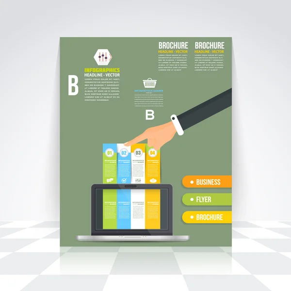 Modello di infografica piatta ed elementi Web - Business, Marketing Touch and Choose Concept Vector Design — Vettoriale Stock