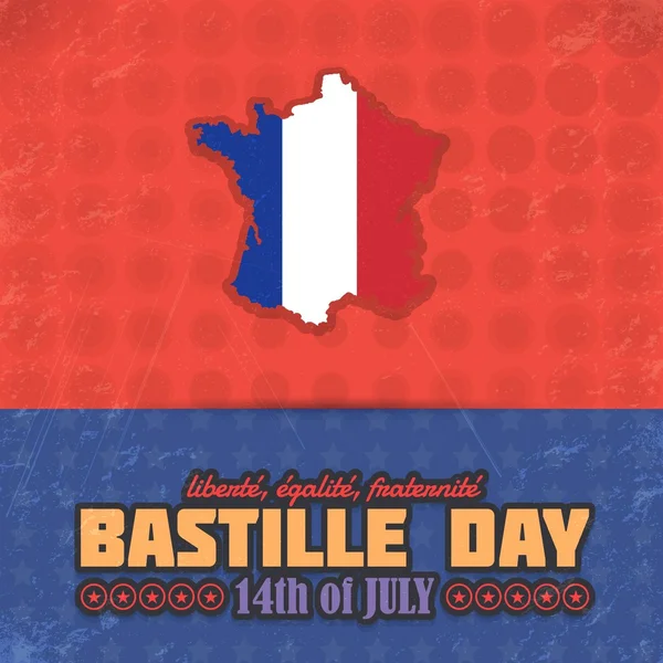 14 juli Bastille dag van Frankrijk aankondiging viering bericht poster, flyer, Card. French "liberte, Egalite, fraternite", "vrijheid, gelijkheid, Fraternity" op Engels — Stockvector