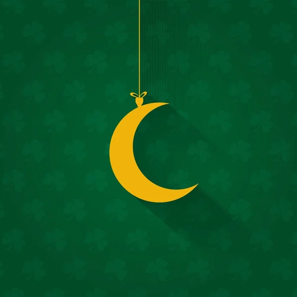 Symbole de lune de croissant décoratif de style islamique suspendu, fond plat — Image vectorielle