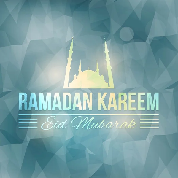 Islamski kolory wielokątne niewyraźne tło, Ramadan Kareem Design-arabski "Eid Mubarak", "być Błogosławiony" i "God" w języku angielskim — Wektor stockowy