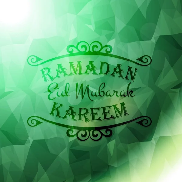 Couleurs islamiques arrière-plan flou polygonal, Ramadan Kareem Design - arabe "Eid Moubarak", "être béni" et "Dieu" à l'anglais — Image vectorielle