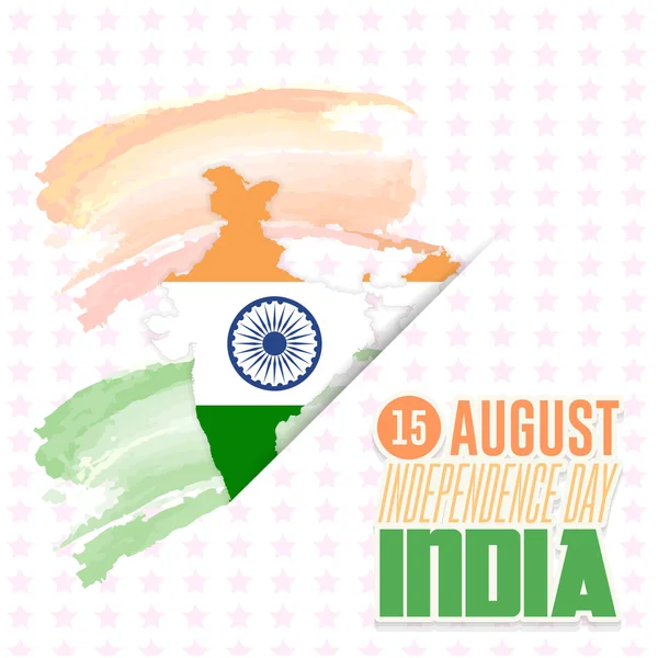 India Giorno di indipendenza 15 Agosto Carta di celebrazione, sfondo acquerello, Badges Vector Template — Vettoriale Stock