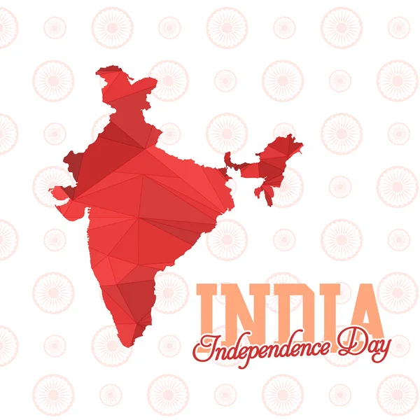 Low Poly style Indie Mapa niepodległości dzień 15 sierpnia uroczystość karta, tło, odznaki Vector Template — Wektor stockowy
