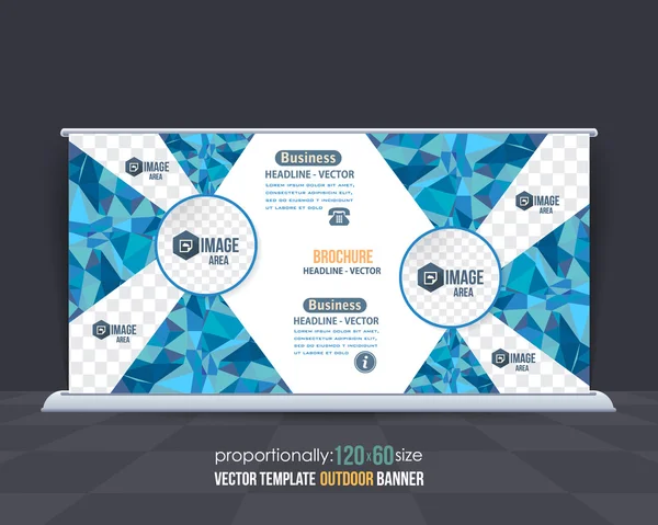 Kék színek Polygonal Style kültéri reklám design, vízszintes banner — Stock Vector