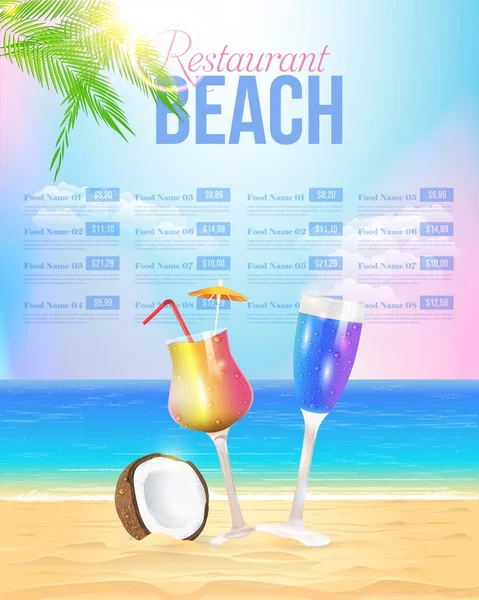 Zomer thema strand restaurant menu vector ontwerp — Stockvector